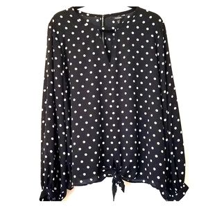 Express Black White Polka Dot Blouse